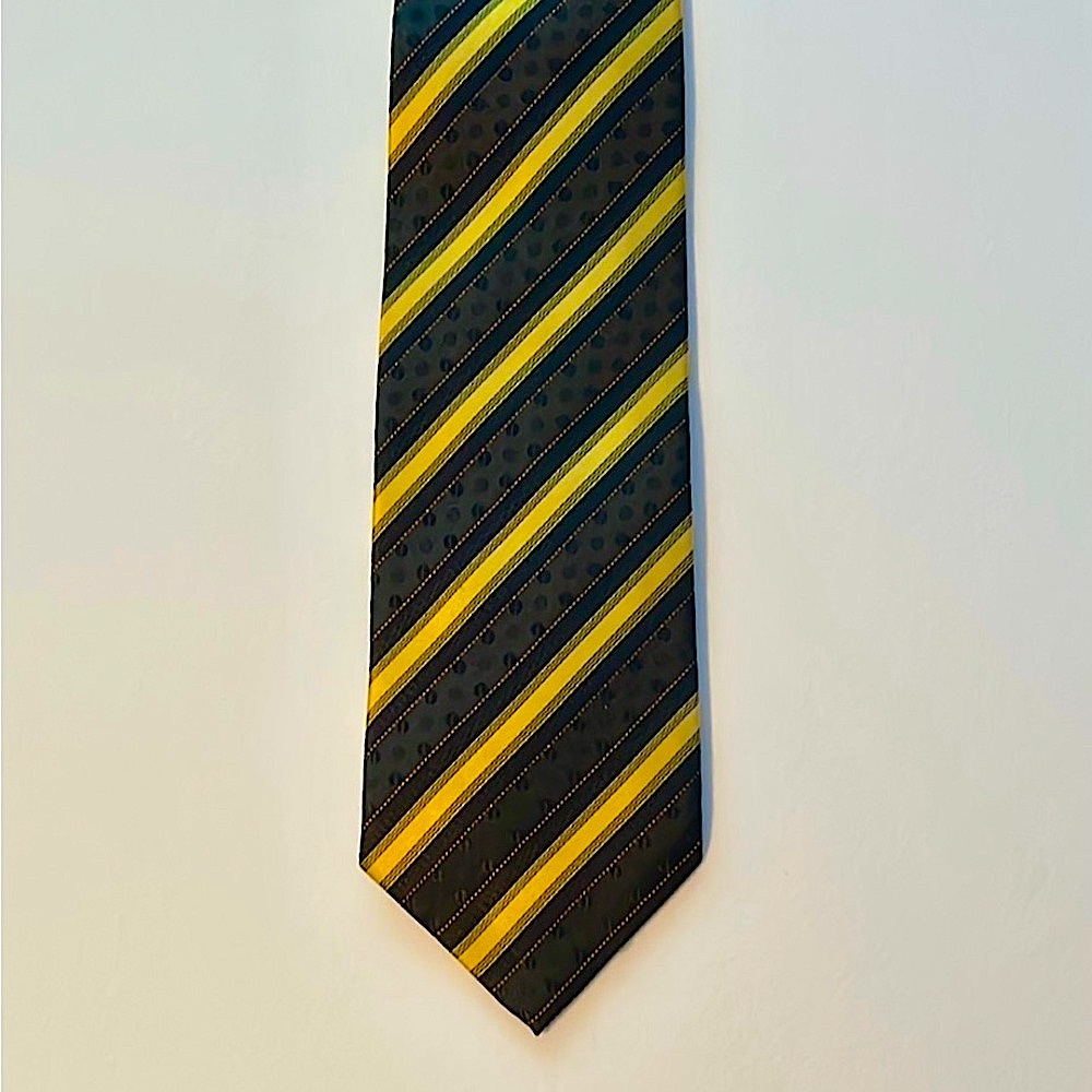 Striped black and gold men's dressy tie